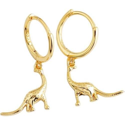 925 Sterling Silver Earring Fashion Cut Dinosaur Zircon Bee Bat Short Pendant Drop Earring Trend Personality Woman Ear Jewelry