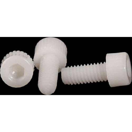 White Nylon Hex Socket Head Cap Screws Plastic Insulation Allen Bolts M3 M4 M5 M6 M8