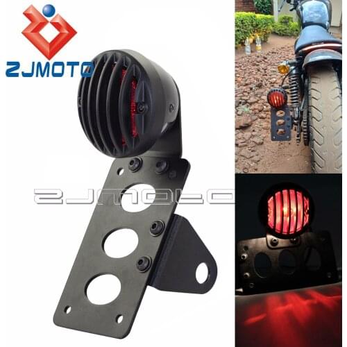 Black Motorcycle Side Mount Tail Light Taillight w/ License Plate Bracket Stop Lamp For Harley Sportsters Bobber Chopper Custom