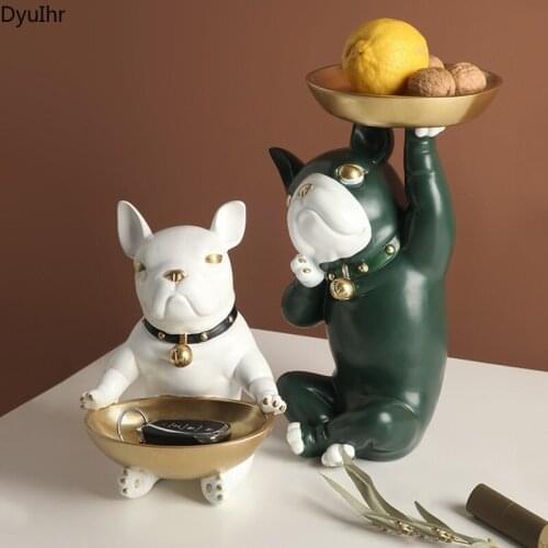 DyuIhr European-style creative animal dog tissue box resin crafts home entrance key dressing table jewelry storage ornaments