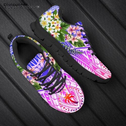 ELVISWORDS Shoes Women Polynesian Tattoo Hawaii Chuuk Design Breathable Ladies Walking Shoes Comfortable Womens Sneaker Flats