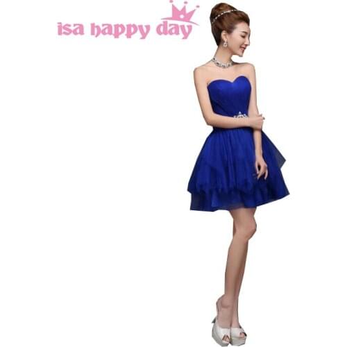 Short beaded royal blue vintage formal sweetheart modest tulle dresses ball gown girl evening dress for special party W2264