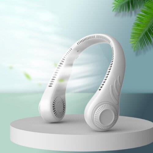 Leafless Mini Fan, Mobile USB Charging Air Cooler, 3 Levels Adjustable Neck Fan Hand free Sports, Travel, Home, Office T84C