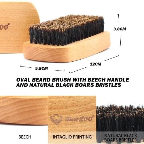 Blue Zoo Men Boar Hair Bristle Beard Brush Shaving Comb Face Massage Handmade Yellow Mustache Brush 2096