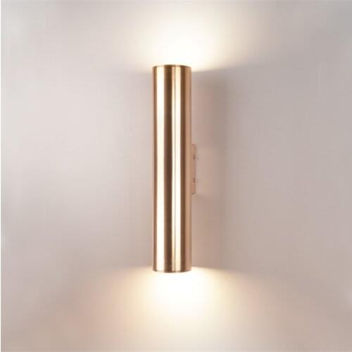 Nordic Aviation Aluminum Wall Lamps Industrial Bedside Bedroom Cafe Deco Cylinder Sconce Wall Lights Hotel Showroom Gold Fixture
