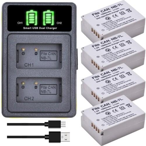 NB-7L NB 7L NB7L Replacement Battery + Build-in USB Charger with Type-C for Canon Powershot G10 G12 G11 SX30IS SX30 IS