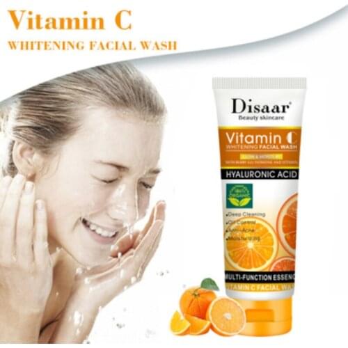 Facial Cleanser Vitamin C Moisturizing Cleans Whitening Oil-control Wrinkle Reduction Brighten Hyaluronic Acid Skin Care 100ml