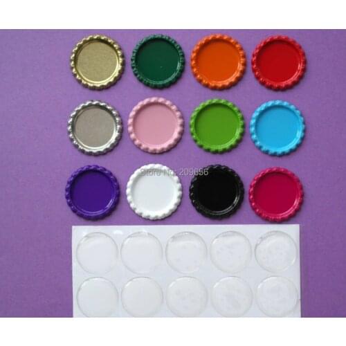 600pcs Mixed 12 Colors Both Side Colored Flat Beer Bottle Caps&600pcs Round Clear Epoxy For DIY Jewelry Hairbow Necklace Pendant