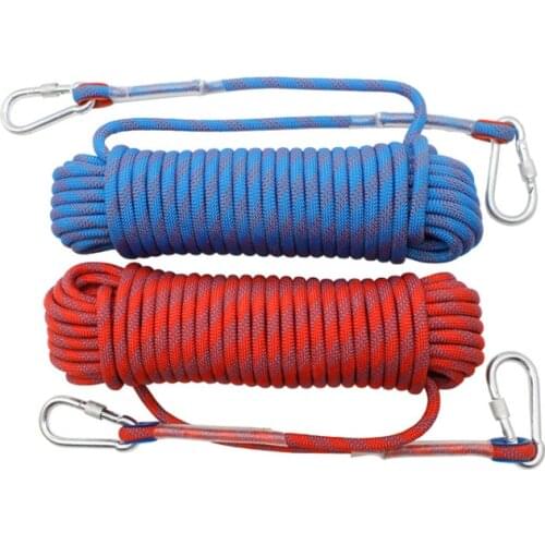 Professional Rock Climbing Cord 10mm Diameter Length 10-30m Polypropylene Paracord Safety Rope with 2pcs Buckle Outdoor Hiking A