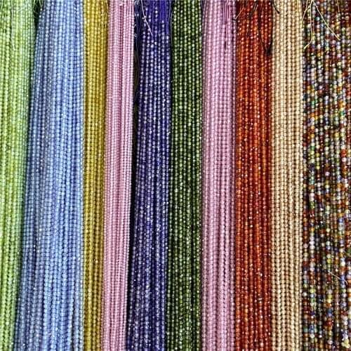 Multicolor Micro Faceted Natural Zircon Loose Beads 2mm 3mm Quartz Crystal Beads for Jewelry Making Accessries Supplies Beads