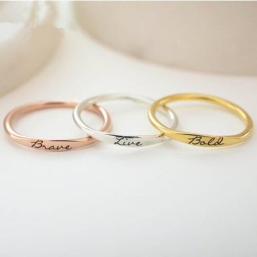 Adjustable size custom ring Personalized ladies stainless steel ring Bijoux Femme bridesmaid gift JewerlyBague wedding ring roma