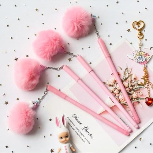 Sweet cartoon pink unicorn Flamingo pompon gel pen writting pens canetas material escolar kawaii staitonery school supplies