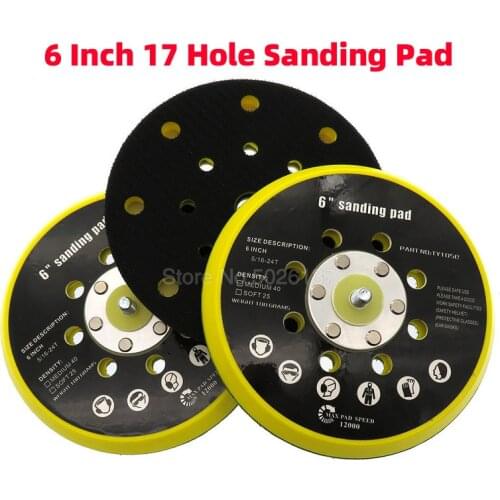 1Pcs 6-inch 150mm 17-Holes M8 Tray Electric Suction Cup Self-adhesive Sticky Plate Flocking Sandpaper Disk Polishing Disc Sucker
