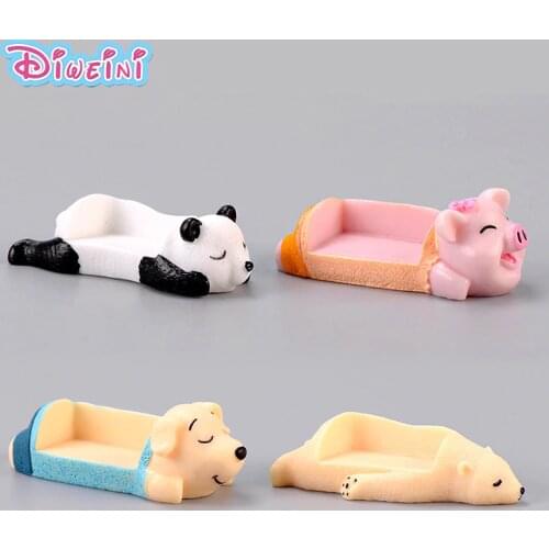 Panda Pig Dog Polar Bear Bench Miniature Figurine Animal Chair Figures models Pet toy DIY Accessories Doll House Decoration