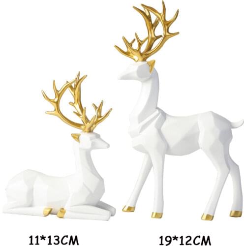 1Pair Elk Sculpture Resin Statue Nordic Decoration Home Decor Statues Elk Figurines Modern Decoration Elks Tabletop Ornament