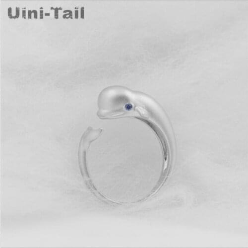 Uini-Tail hot new original design 925 sterling silver beluga whale opening adjustable ring Korean fashion tide flow high quality