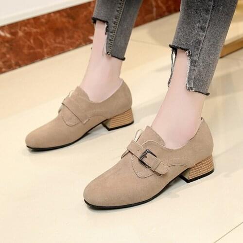 2020 spring new womens shoes with single shoes suede square heel non-slip wear-resistant temperament Ladies Dress Shoes U22-12