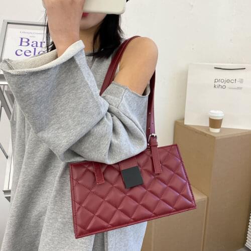 Womens Shoulder Bag Square Diamond Lattice Large Capacity Luxury Leather Handbags Wholesale 2022 New Vintage Female Bags