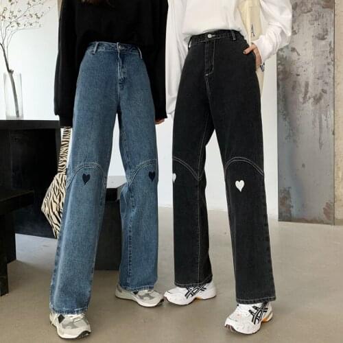 Plus size 5XL Women Jeans Casual Streetwear High Waist Femme Denim Trouser Straight Baggy Vintage 2021 Spring New Wide Leg Pants