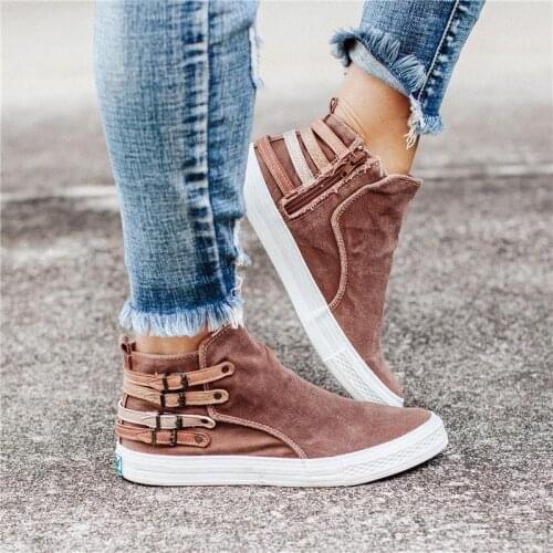 2020 Women Flat Shoes Autumn Spring Canvas Buckle Denim Female Flats Shoes Top Selling Sneakers