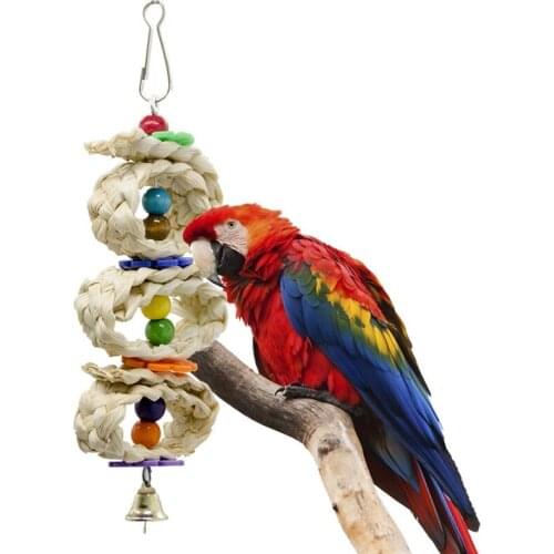 Parrot Chew Toy Funny Wooden Cage Bite Toy Parrot Hanging Toy Bird Bell Toy Parrot Standing Training Toys Funny Toy