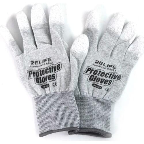1 Pair ESD Safe Gloves Anti-static Anti-Slip PU Coated Finger Gloves for Electronic Repair Tools