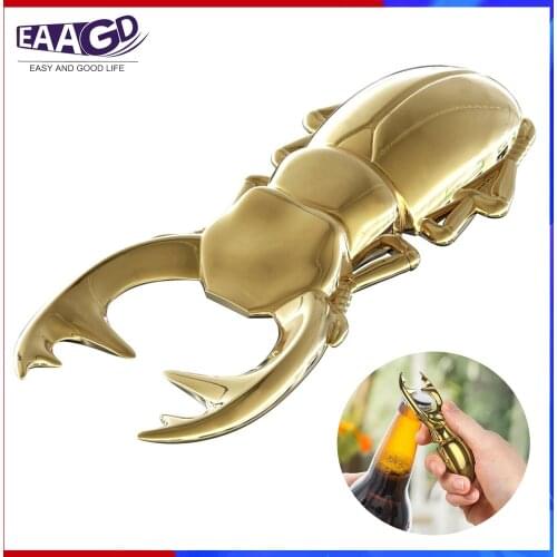 1Pcs Beetle Stainless Steel Bottle Can Opener Regular, Solid Durable Gold Beer Openers Creative Kitchen Gadget Tools