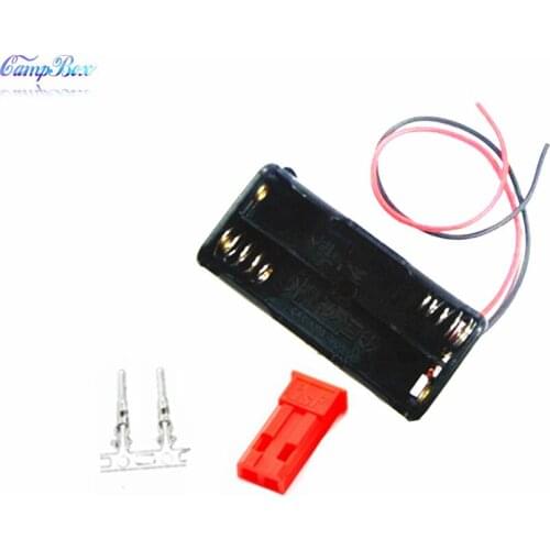 100Pcs 2xAAA Battery Case Holder Socket Wire Junction Boxes With 15cm Wires, JST 2.54 Male Header and Crimps