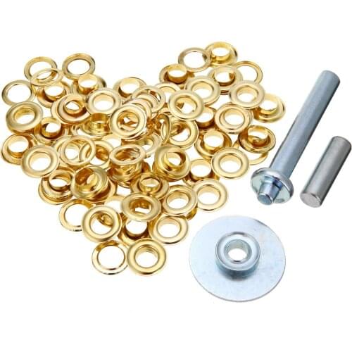100PC Punching Washer Waterproof Cloth Repair Kit Hole Punching Tool Set Tarpaulin Buckle Riveting Set + 50 Set Brass Buttons