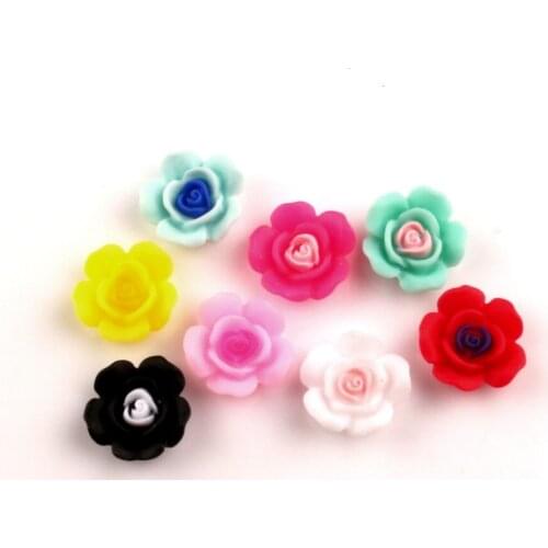 100Pcs Mixed 14mm Resin Flower Decoration Crafts Beads Flatback Cabochon Scrapbooking For Embellishments Kawaii Diy Accessories