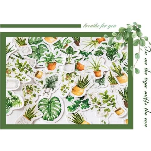 30packs/lot Green Oxygen Life Adhesive Sticker Decorative Children Stickers DIY Mobile Phone Stickers Gifts For Kids Wholesale