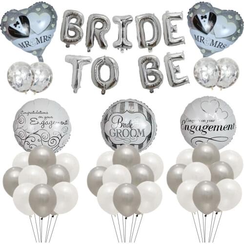 48pcs/set 16inch Silver Bride To Be Letter Balloon 18inch Bride Groom Mr Mrs Foil Balloons Wedding Engagement Decoration Globos