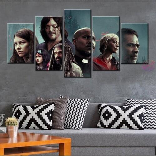 New The Walking Dead 5 Pcs Canvas Art Poster Wall Sticker Gift For Modern Decorative Bedroom Living Room Home Decor