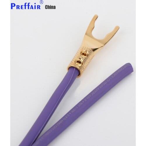 8x Pure copper 24K Gold Plated Spade Plug Speaker Cable Fork Plug Screw locking Spade Connector Terminal Plug adapter