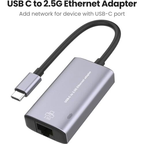 Up To 2500Mbps USB C Ethernet Adapter 2.5 Gigabit Type C To Lan RJ45 Network Card Cable for MacBook IPad Pro USB-C Laptop PC
