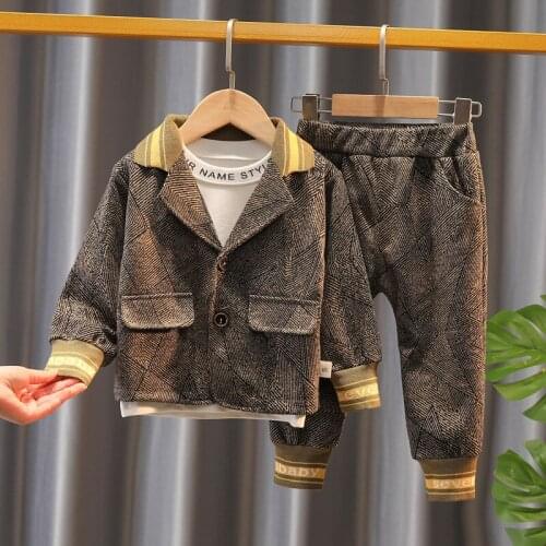 Childrens Suit New Boy Gentleman Korean Three Piece Jacket + T-shirt + Trousers Kids Clothes