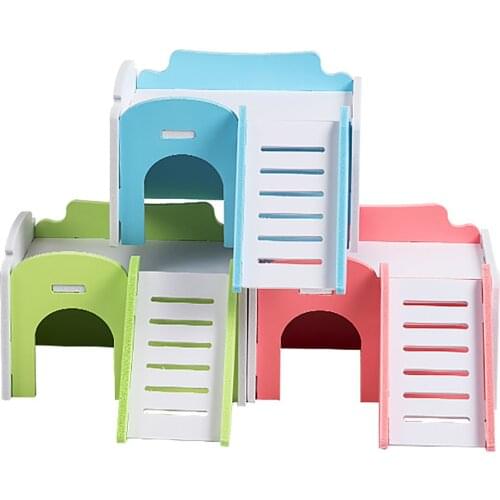 Hamster House Washable Funny DIY Small Animal Hamster House with Ladder Slide for Guinea Pig Hamster Accessories Hamster Cage