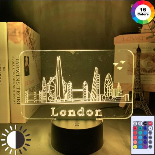 London Landmarks Building 3D Optical Illusion Lamp Kingdom Well-known LED Decorative Nightlight Kids Gift Smart Phone Control