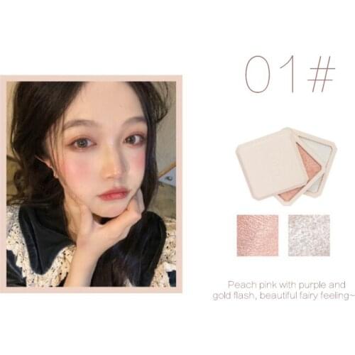 LAISLY Double-layer Glitter Highlight Blush Mashed Potatoes Diamonds Brighten One-piece Blusher Waterproof Face Makeup TSLM2