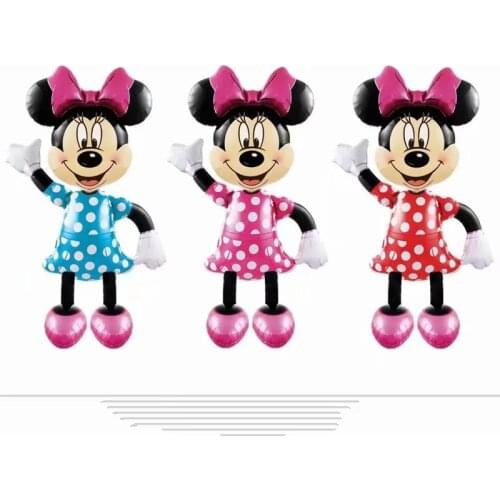 175cm Mickey Minnie Mouse Foil Balloons Pink Standing Kids Toys Birthday Party Decorations Mickey Theme Party Decor Air Globos