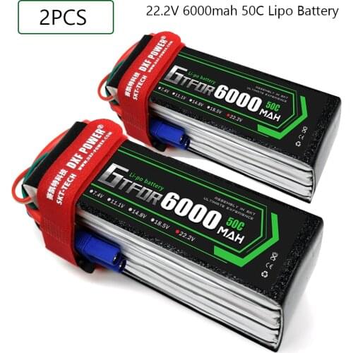 GTFDR Lipo battery 22.2V 6000MAH 50C-100C AKKU 6S LiPo Battery Deans For truck fpv drone Rc Helicopter Boat 1/8 off road car