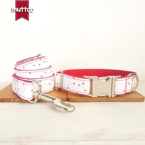 MUTTCO retailing self-design dog collar and leash set THE RED INK handmade poly satin and nylon 5 sizes dog collar set UDC093