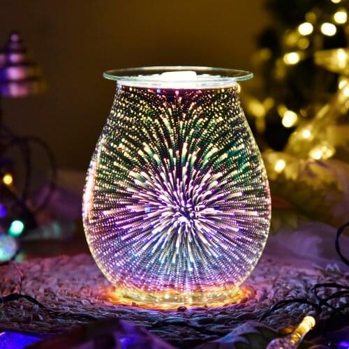 Aromatherapy Lamp Night-light Exquisite 3D Fireworks Light Wax Melt Warmer Electric Diffuser Oil Burner UK US EU Plug Home Decor