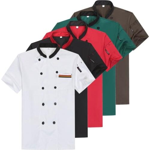 Summer Short Sleeve Food Service Solid Cook Clothing Chefs Jackets Coat Chef Restaurant Work Wear for Women Mens Uniforms