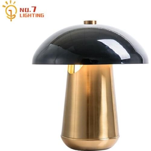 Nordic Design Metal Iron Art Mushroom Table Lamp Gold Lustre Led Desk Lights Home Decor Bedroom Bedside Study Hotel Living Room