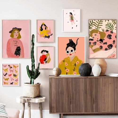 Fashion Glasses Girl Lover Animals Wall Art Canvas Painting Nordic Posters and Prints Wall Pictures for Girl Room Bedroom Decor