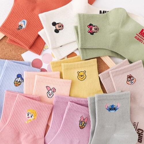 Disney Fashion Women Socks New Autumn Socks 1 Pair Casual Breathable Socks Cotton Mickey Women Fashion Cute Lady Socks