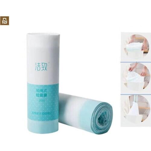 Youpin JieZhi Drawstring Trash Bag Garbage Bag Thicken Material Prevent Leakage Household Plastic Rubbish Bag 20pcs /1roll