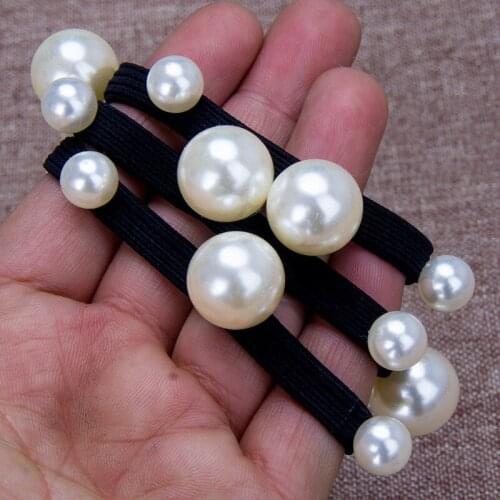 3 PCS New Korean Plastic rubber bands White Pearl Elastic Band For Little Girls Hair Accessories Headwear