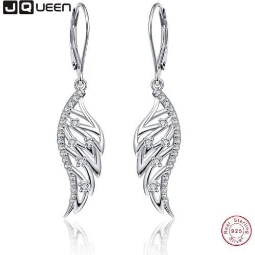 925 Silver Earrings Wedding Angel Wings Diamond Zircon Earrings Ear Studs for Wedding Engagement Party